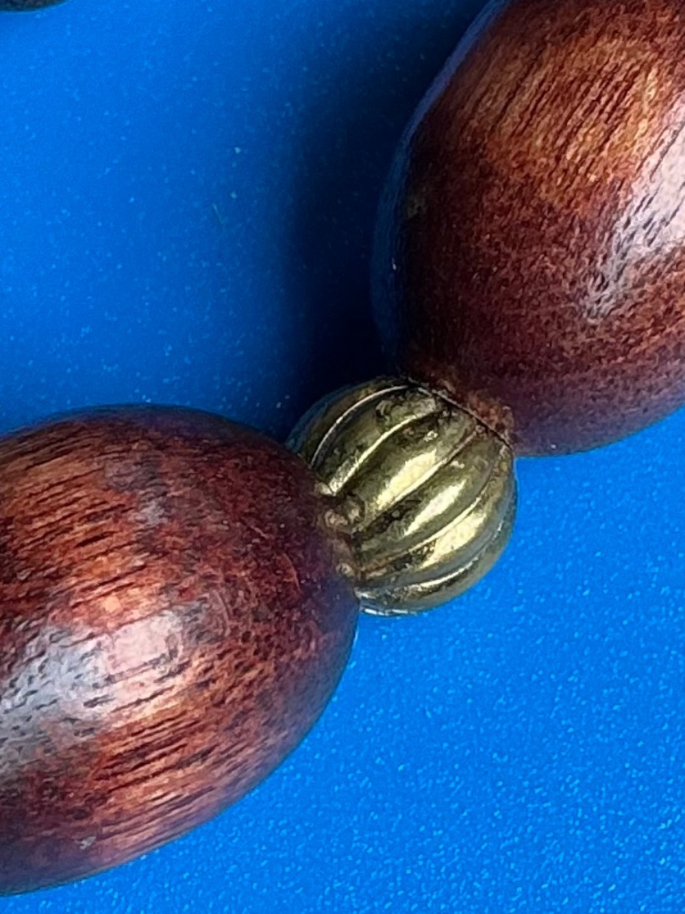 Vintage 1960s Double Strand Wood Bead Necklace Adjustable Statement Choker - Picture 11 of 15